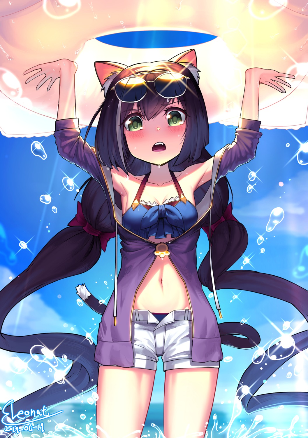 animal_ears cleavage karyl_(princess_connect) leonat megane nekomimi princess_connect princess_connect!_re:dive tail wet
