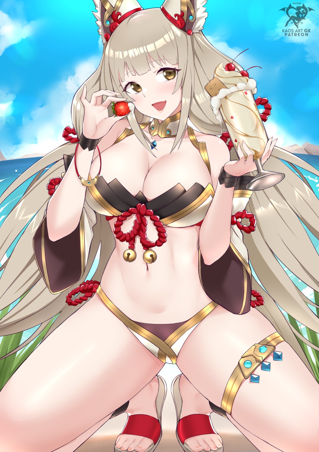 animal_ears bikini garter kaos_art niyah_(blade) swimsuits xenoblade_(series)