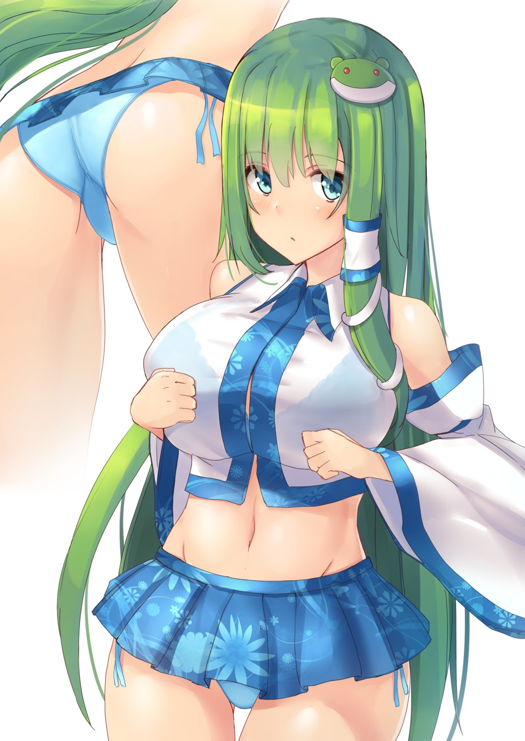 ass bra breast_hold kochiya_sanae liya pantsu see_through touhou