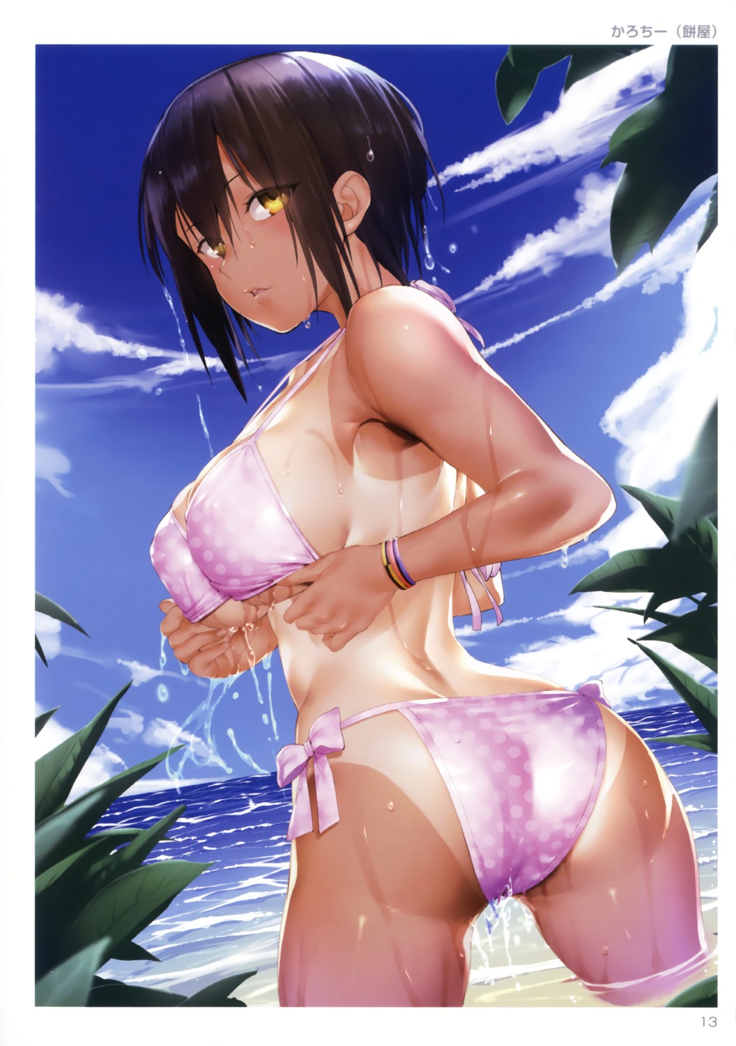 ass bikini karochii mochi-ya swimsuits tan_lines toranoana wet