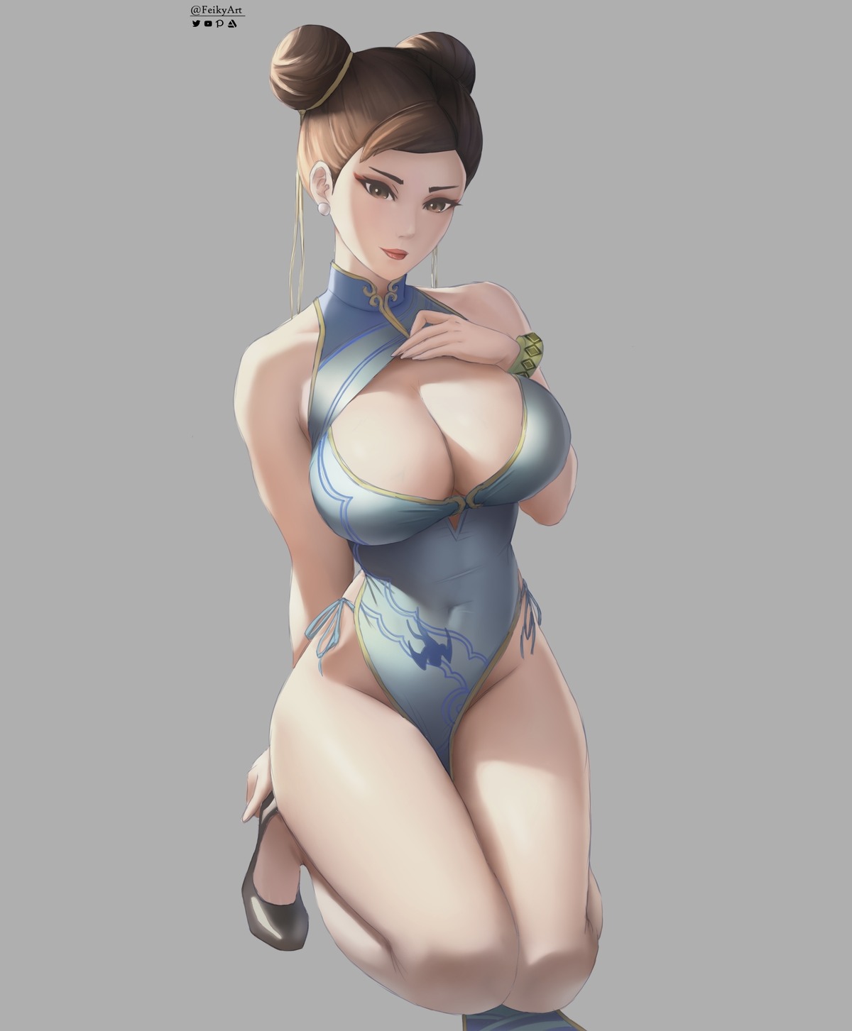 chinadress chun_li feikyart no_bra street_fighter