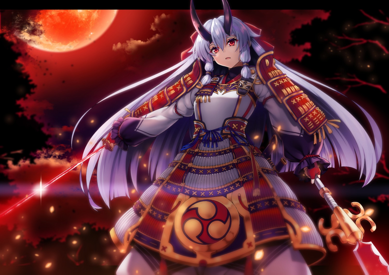 armor fate/grand_order horns raiou sword tomoe_gozen_(fate/grand_order) weapon