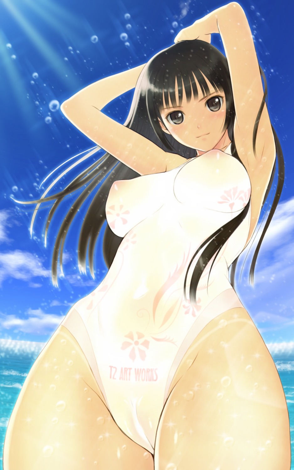cameltoe mizushima_asa nipples see_through sora_no_iro_mizu_no_iro swimsuits tony_taka
