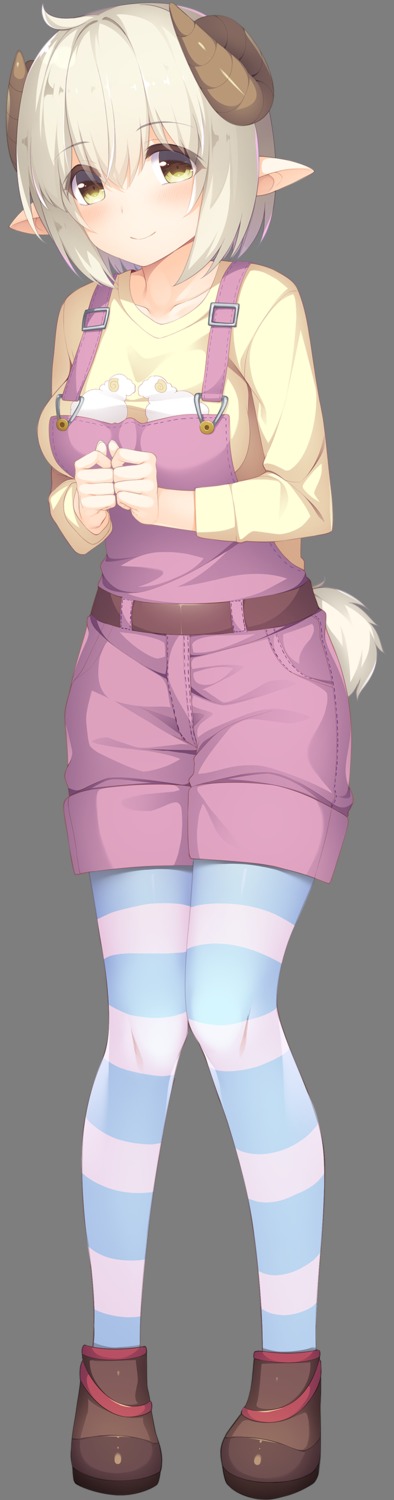 animal_ears breast_hold bygo-1 dessert_soft horns kamisama_no_shippo_~kanshi_kamisama-tachi_no_ongaeshi~ overalls sayuri_(kamisama_no_shippo_~kanshi_kamisama-tachi_no_ongaeshi~) sweater tail transparent_png