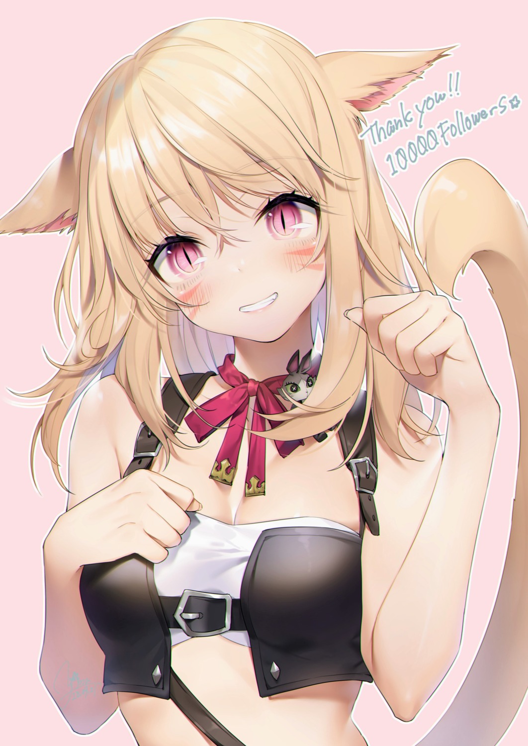 animal_ears cleavage final_fantasy final_fantasy_xiv miqo'te tail yana_mori