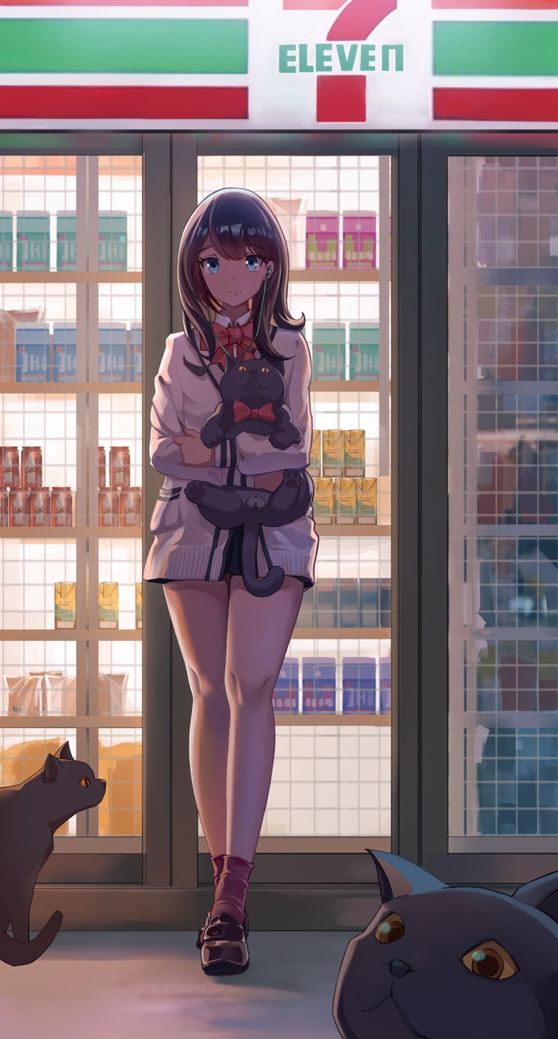 7-eleven blackcat_enjia neko seifuku ssss.gridman sweater takarada_rikka