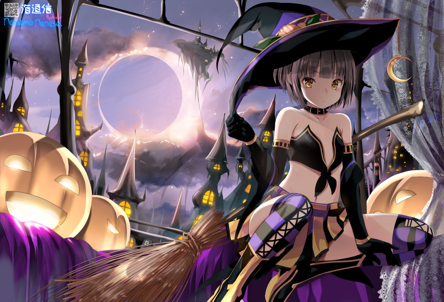 halloween heels namamo_nanase no_bra skirt_lift thighhighs voiceroid witch