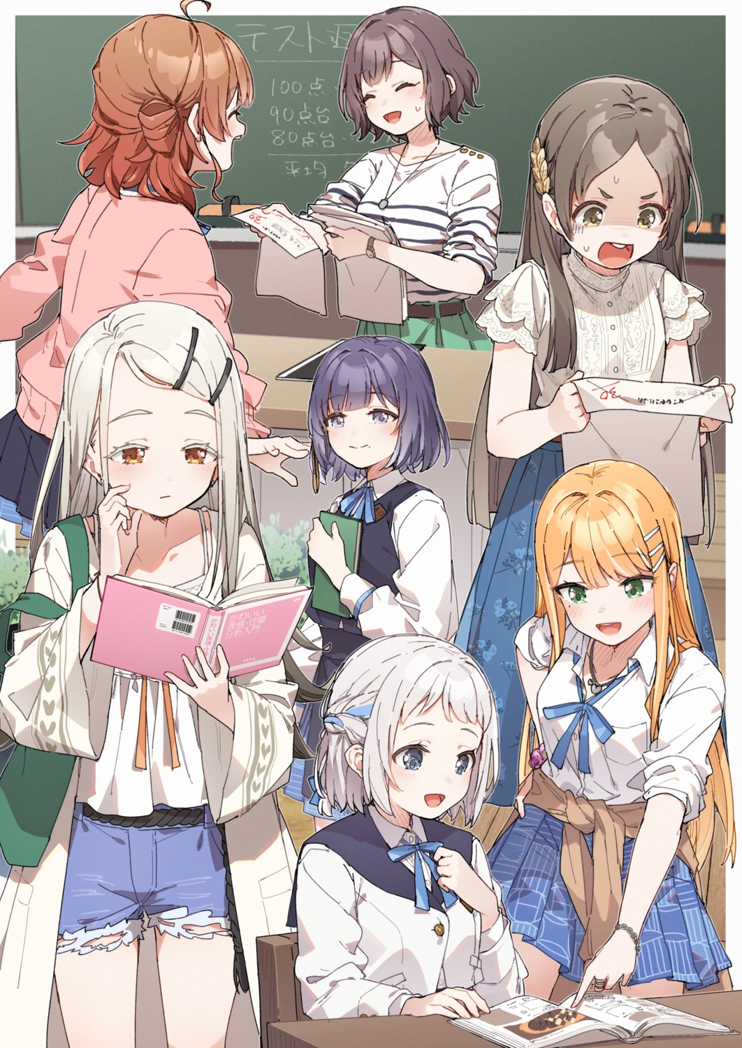 gakuen_idolm@ster hanami_ume hataya_misuzu katsuragi_lilja kuramoto_china kusaka_shi neo_asari seifuku shinosawa_hiro shiun_sumika sweater the_idolm@ster torn_clothes