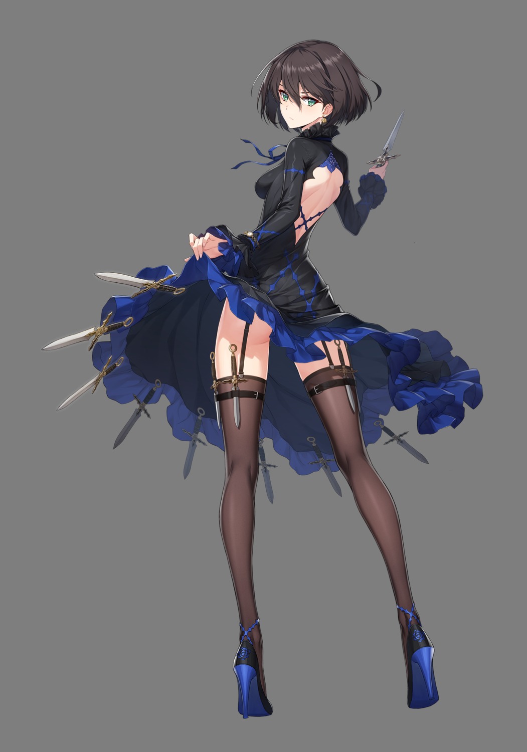 counter:side dress garter heels no_bra skirt_lift stockings tagme thighhighs transparent_png weapon