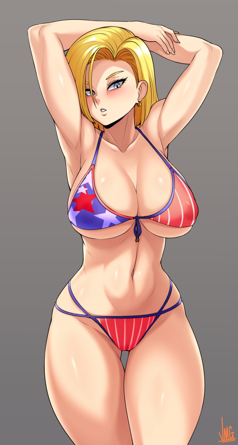 android_18 bikini cameltoe cosplay dragon_ball dragon_ball_z erect_nipples jmg swimsuits