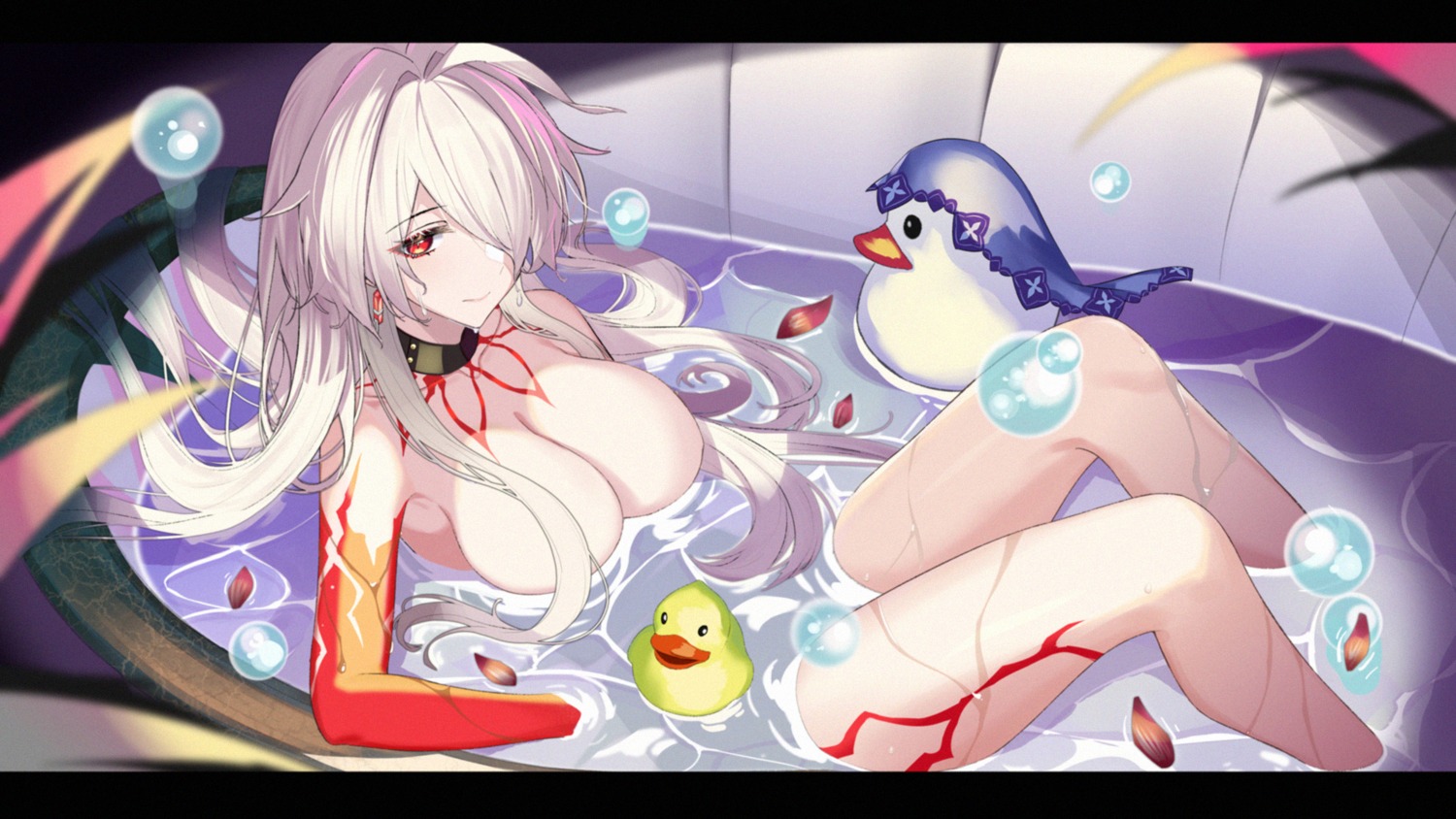 acheron bathing honkai:_star_rail naked srpzk tattoo wallpaper wet