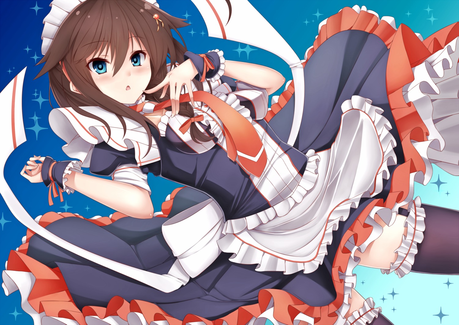 kantai_collection maid shigure_(kancolle) snm_(sunimi) stockings thighhighs