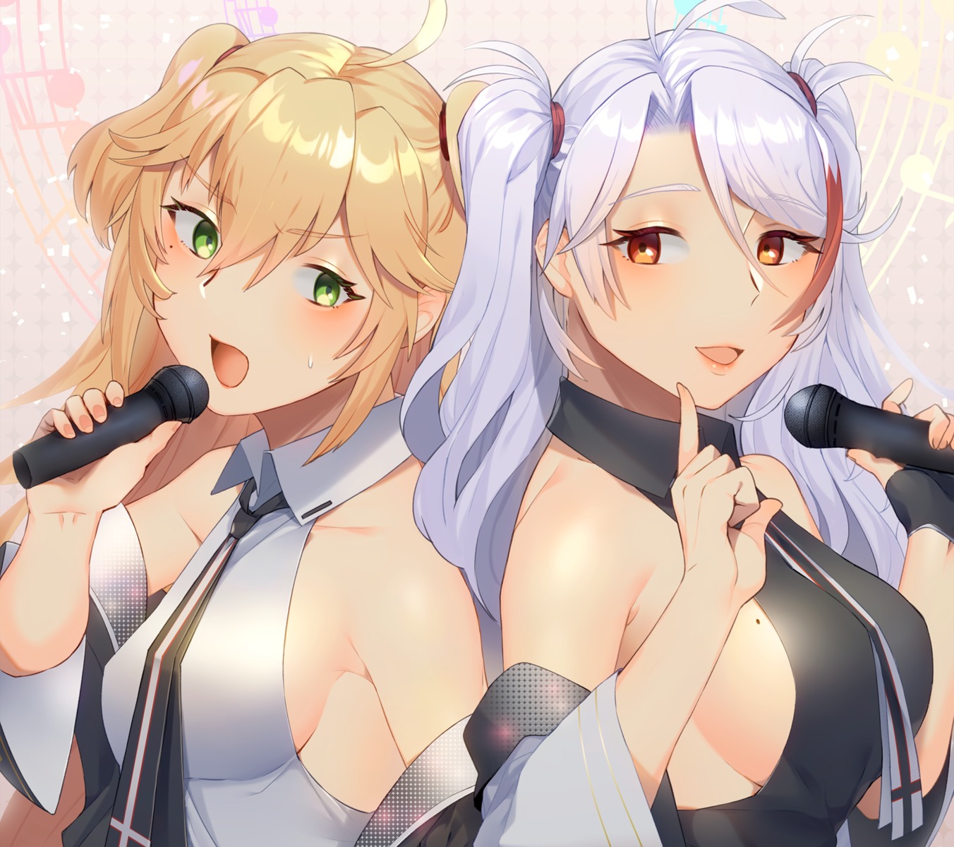 admiral_hipper_(azur_lane) azur_lane mimiko_(fuji_310) no_bra prinz_eugen_(azur_lane)