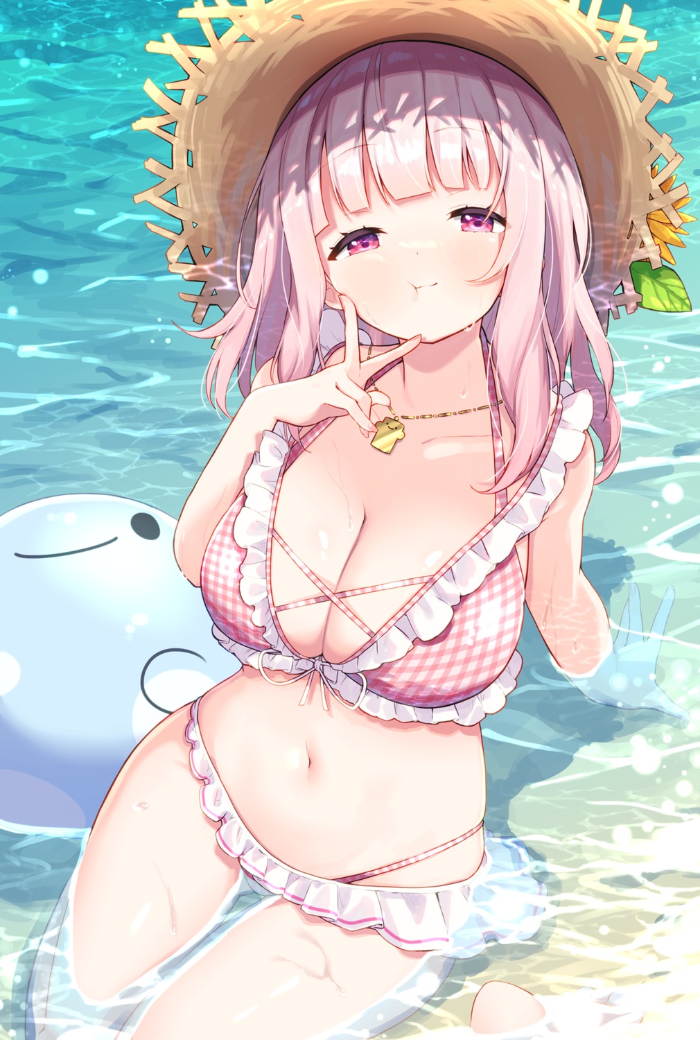 bikini ksk_(kasokuiki) nijisanji nijisanji_gamers shiina_yuika swimsuits wet