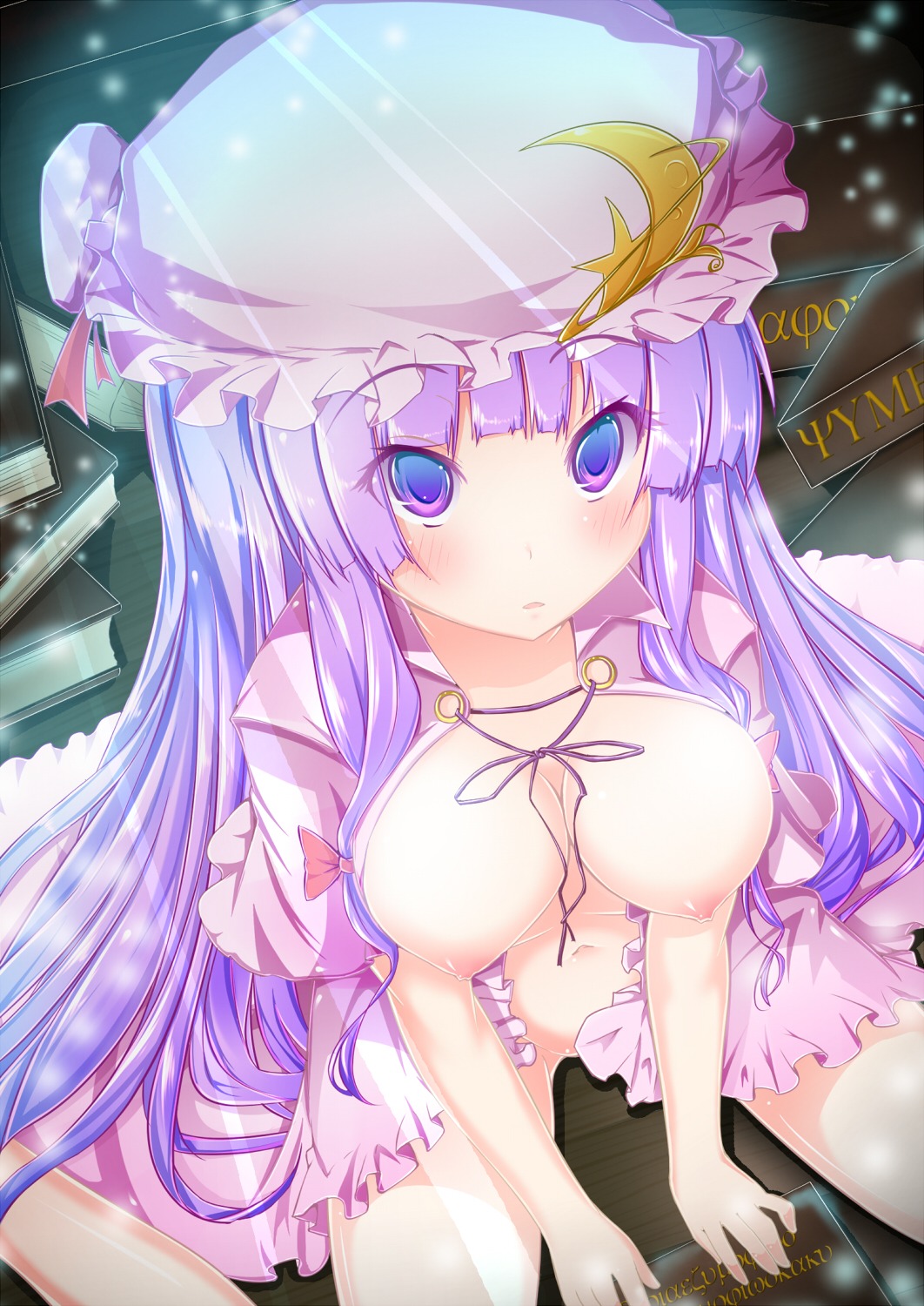 breasts inu3 nipples no_bra nopan open_shirt patchouli_knowledge touhou