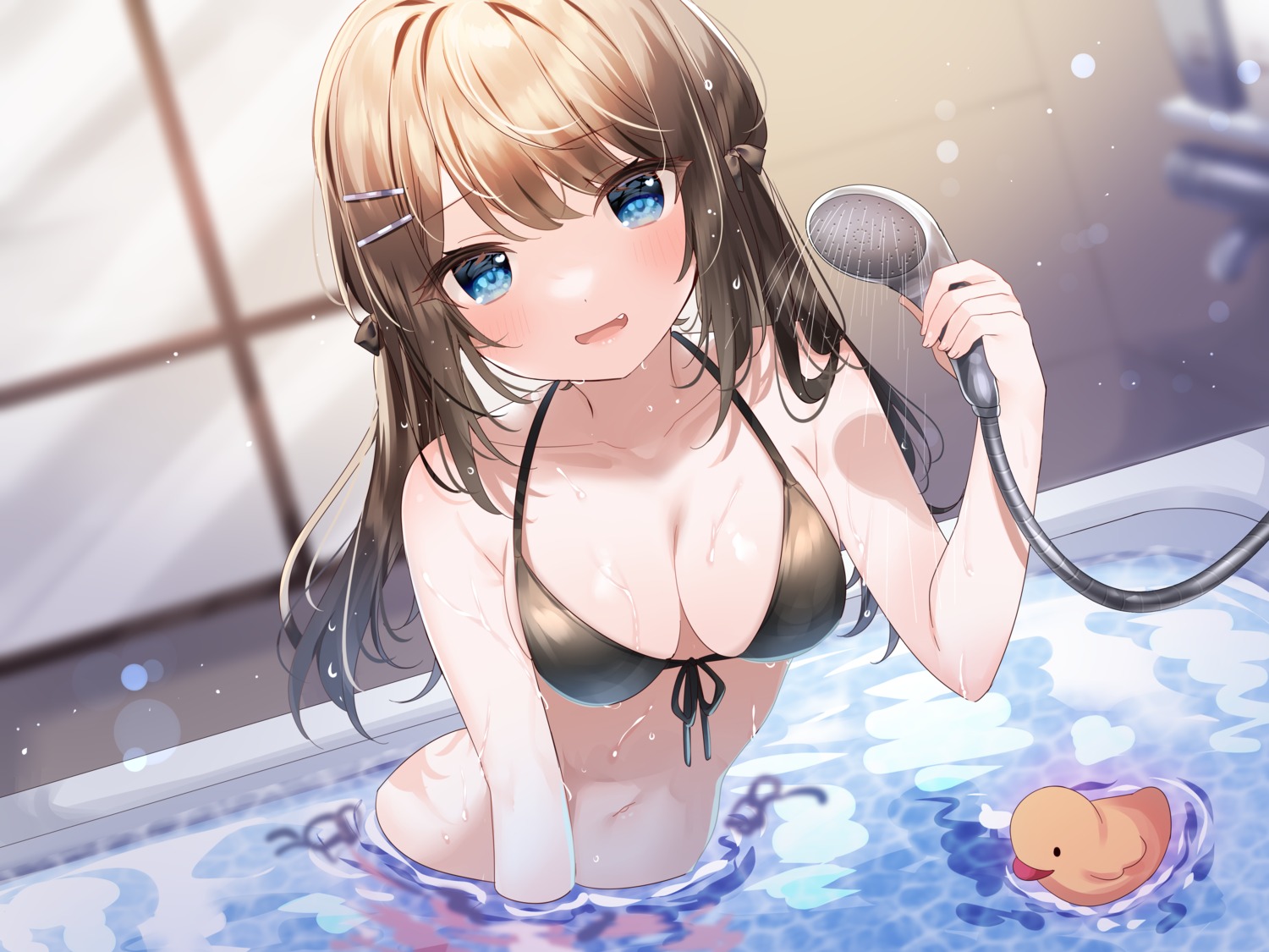 bathing bikini mafuyu_(chibi21) swimsuits wet