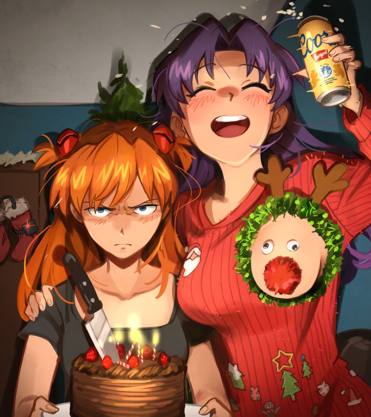 christmas khyle. neon_genesis_evangelion souryuu_asuka_langley sweater