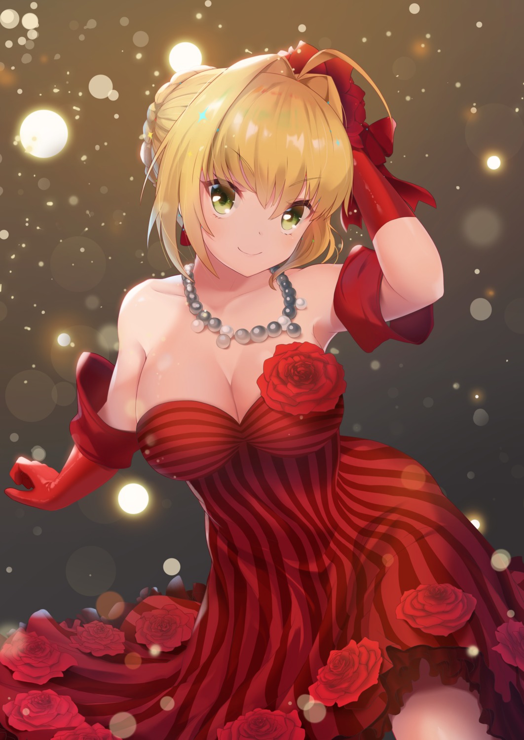 cleavage dress fate/grand_order saber_extra zpig020406