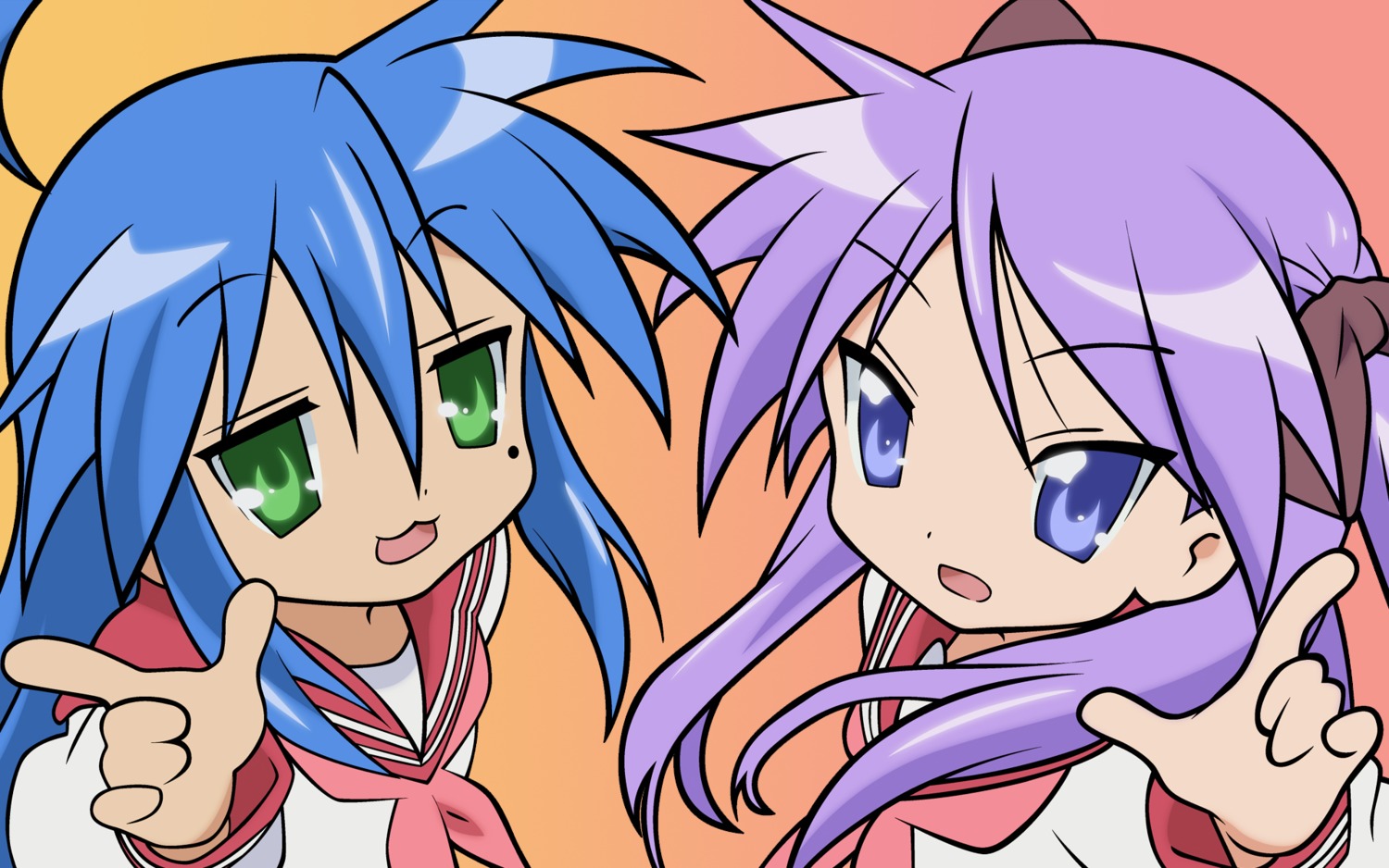 hiiragi_kagami izumi_konata lucky_star seifuku vector_trace wallpaper