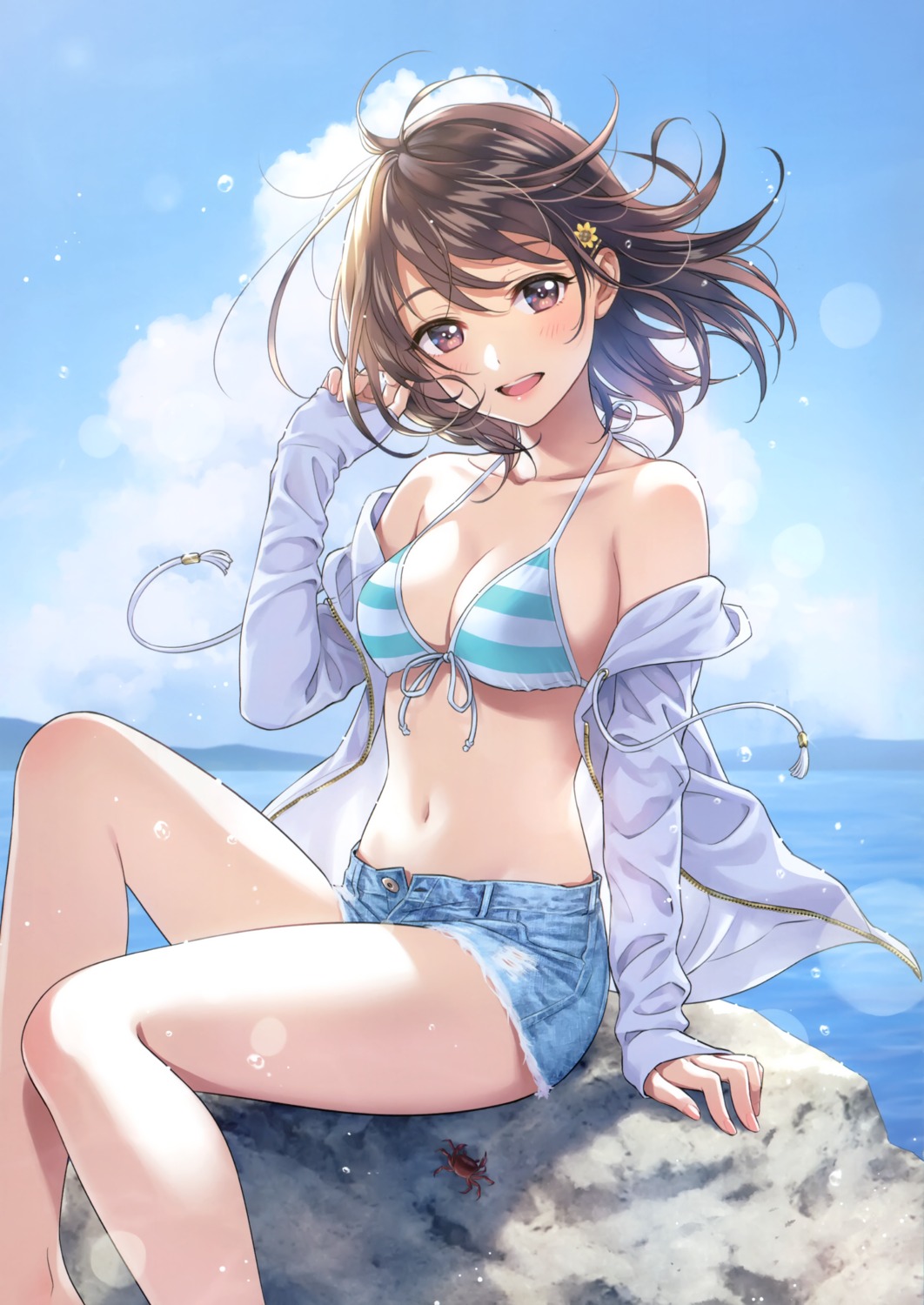 bikini_top canvas morikura_en open_shirt swimsuits torn_clothes