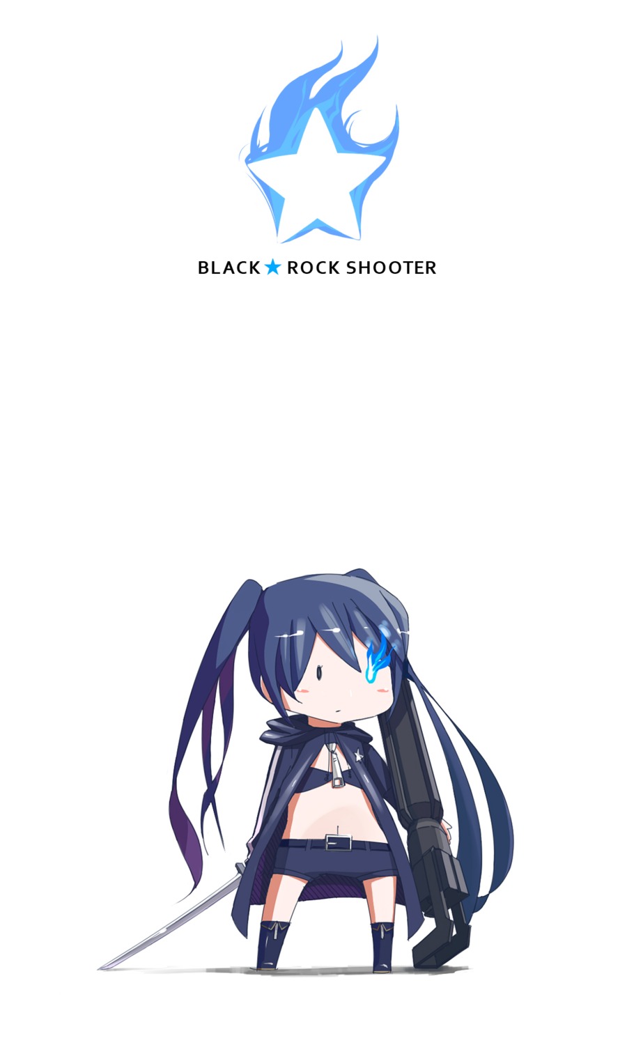 black_rock_shooter black_rock_shooter_(character) chibi pomon_illust sword vocaloid