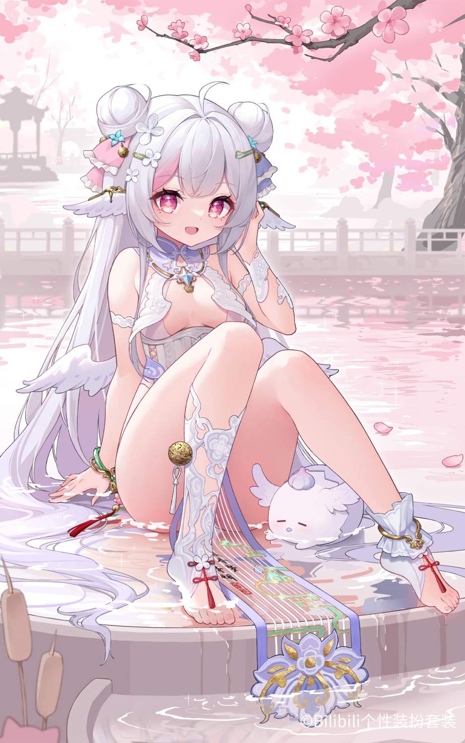 asian_clothes feet loli no_bra see_through shebaotower watermark wet wings