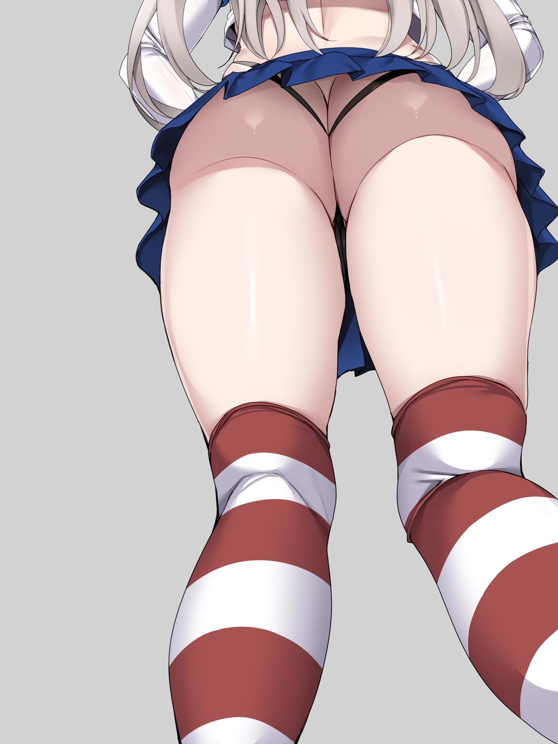 ass conte_di_cavour_(kancolle) cosplay kantai_collection shimakaze_(kancolle) skirt_lift thighhighs torisan