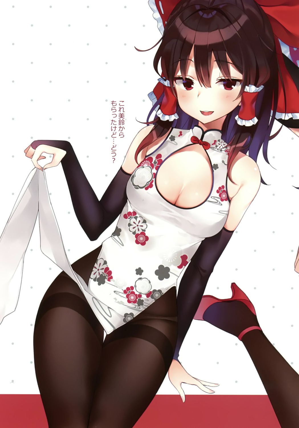 chinadress cleavage hakurei_reimu heels mirei pantsu pantyhose skirt_lift stitchme touhou