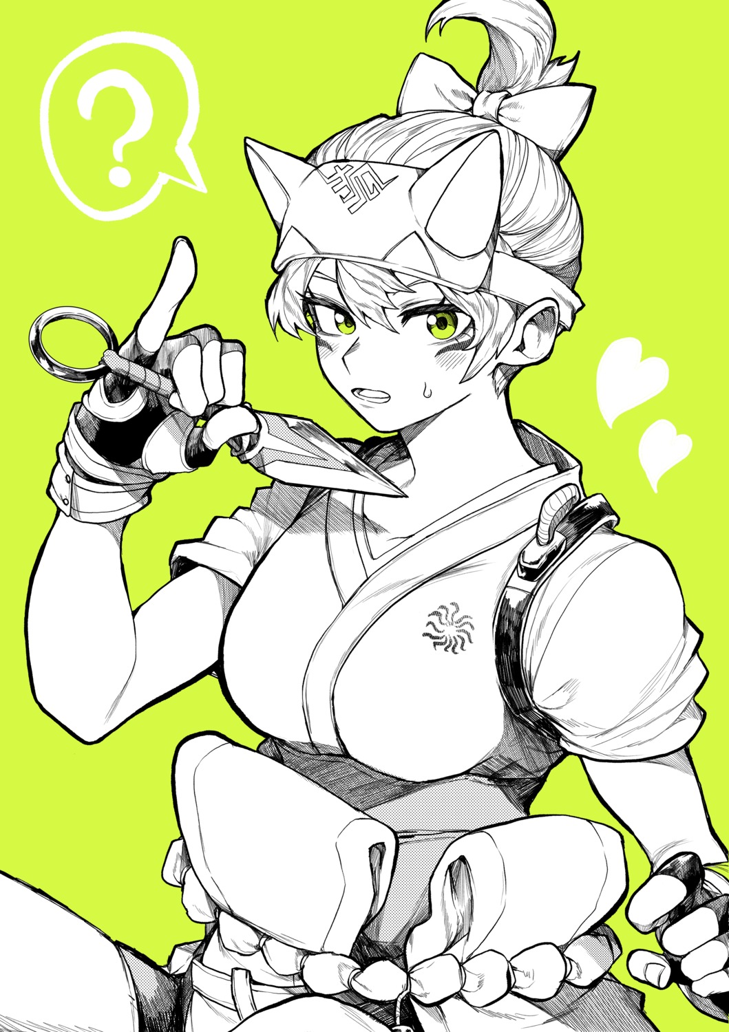 animal_ears japanese_clothes kiriko_(overwatch) kitsune monochrome overwatch overwatch_2 weapon yotsumi_shiro