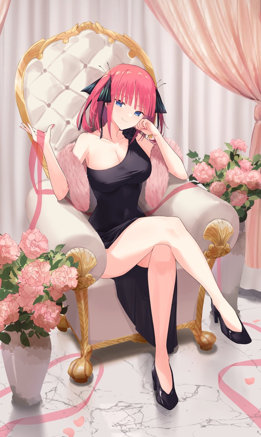 5-toubun_no_hanayome dress heels nakano_nino no_bra profnote