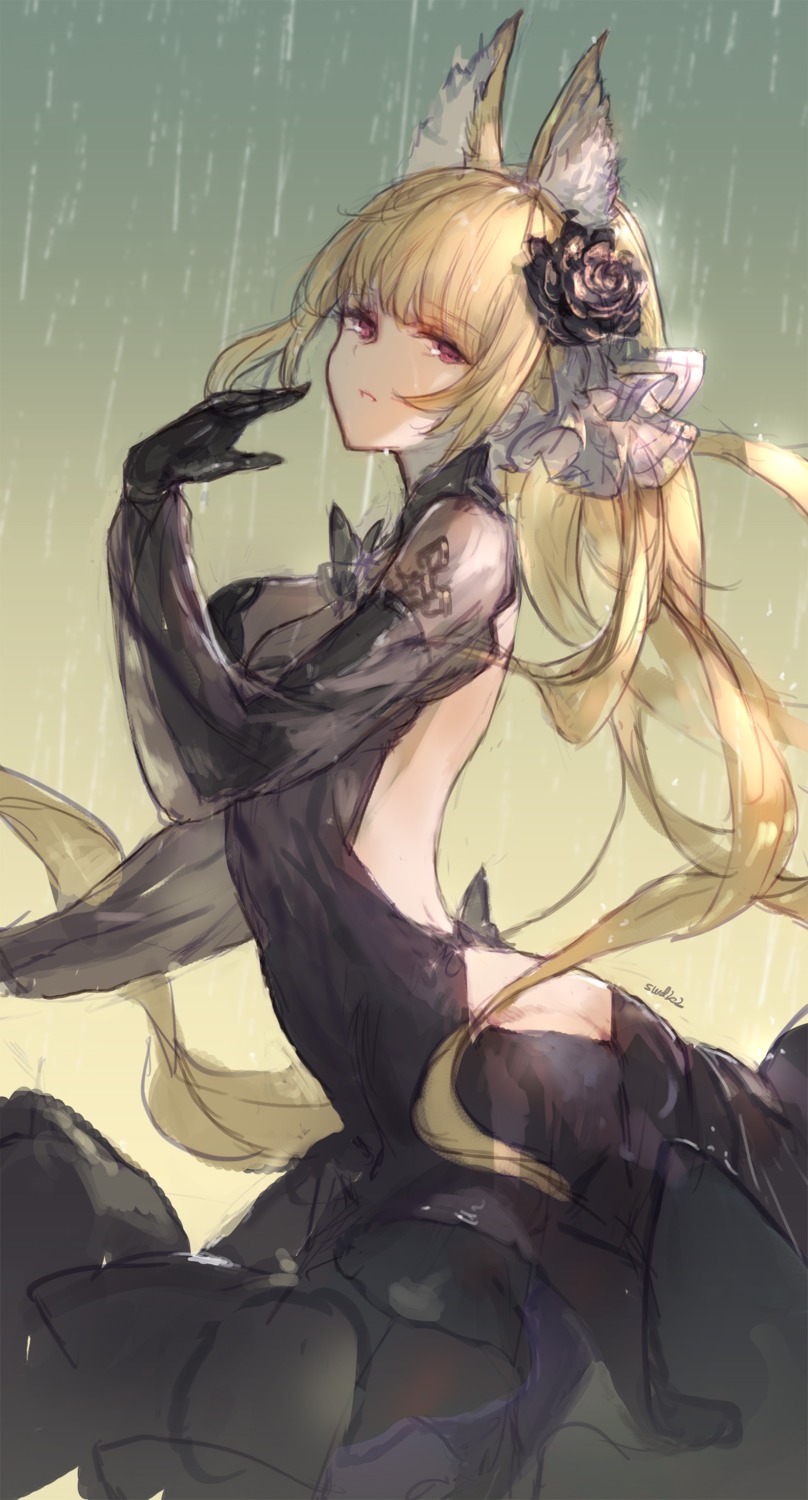 animal_ears ass dress granblue_fantasy sketch swd3e2 yuisis_(granblue_fantasy)