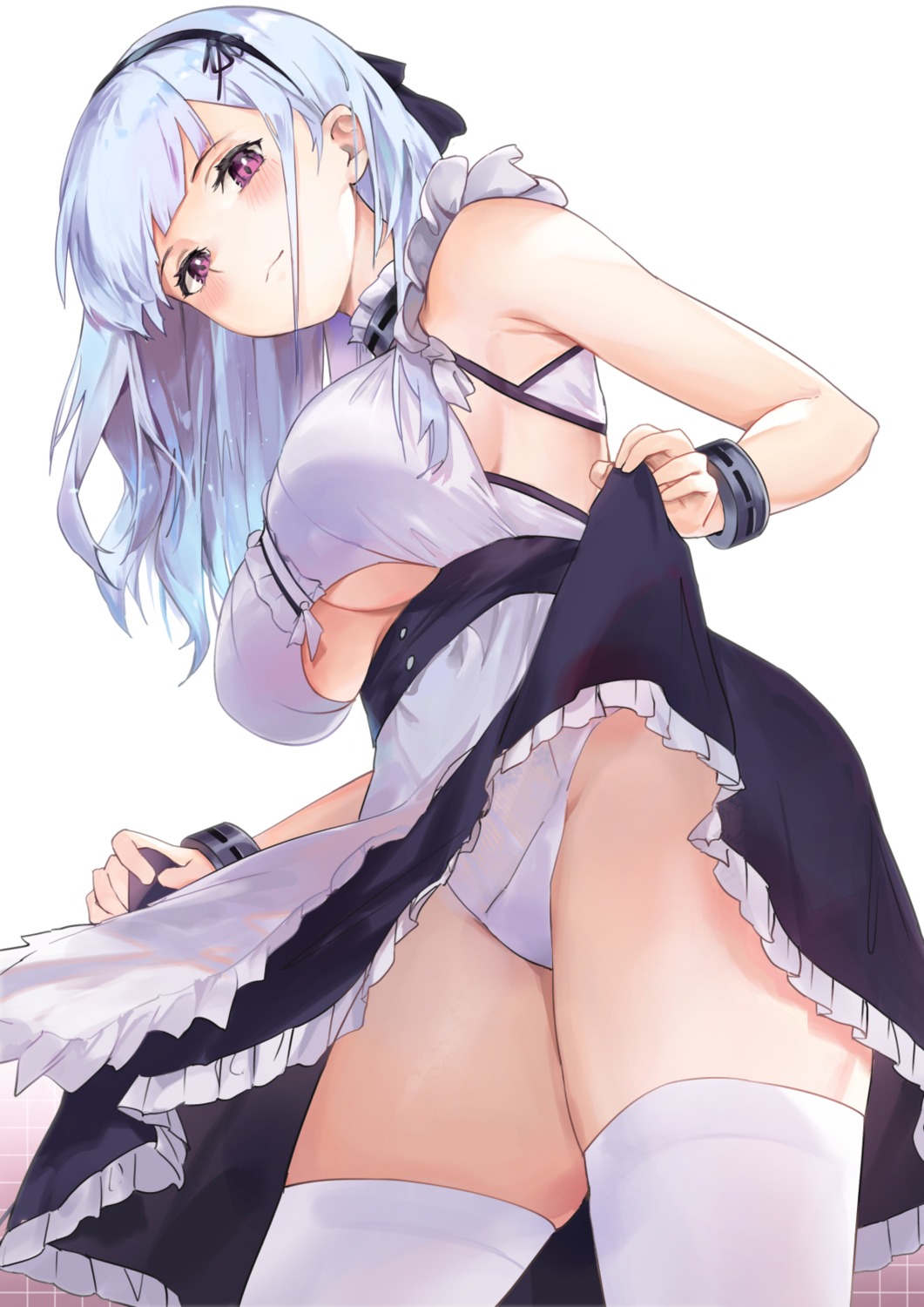 azur_lane bk201 dido_(azur_lane) maid pantsu skirt_lift thighhighs underboob