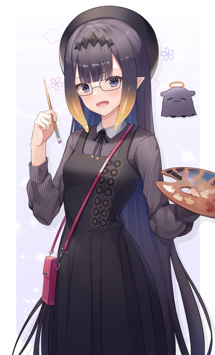 dress hololive hololive_english megane ninomae_ina'nis pointy_ears shuvi_(shuvi1125)