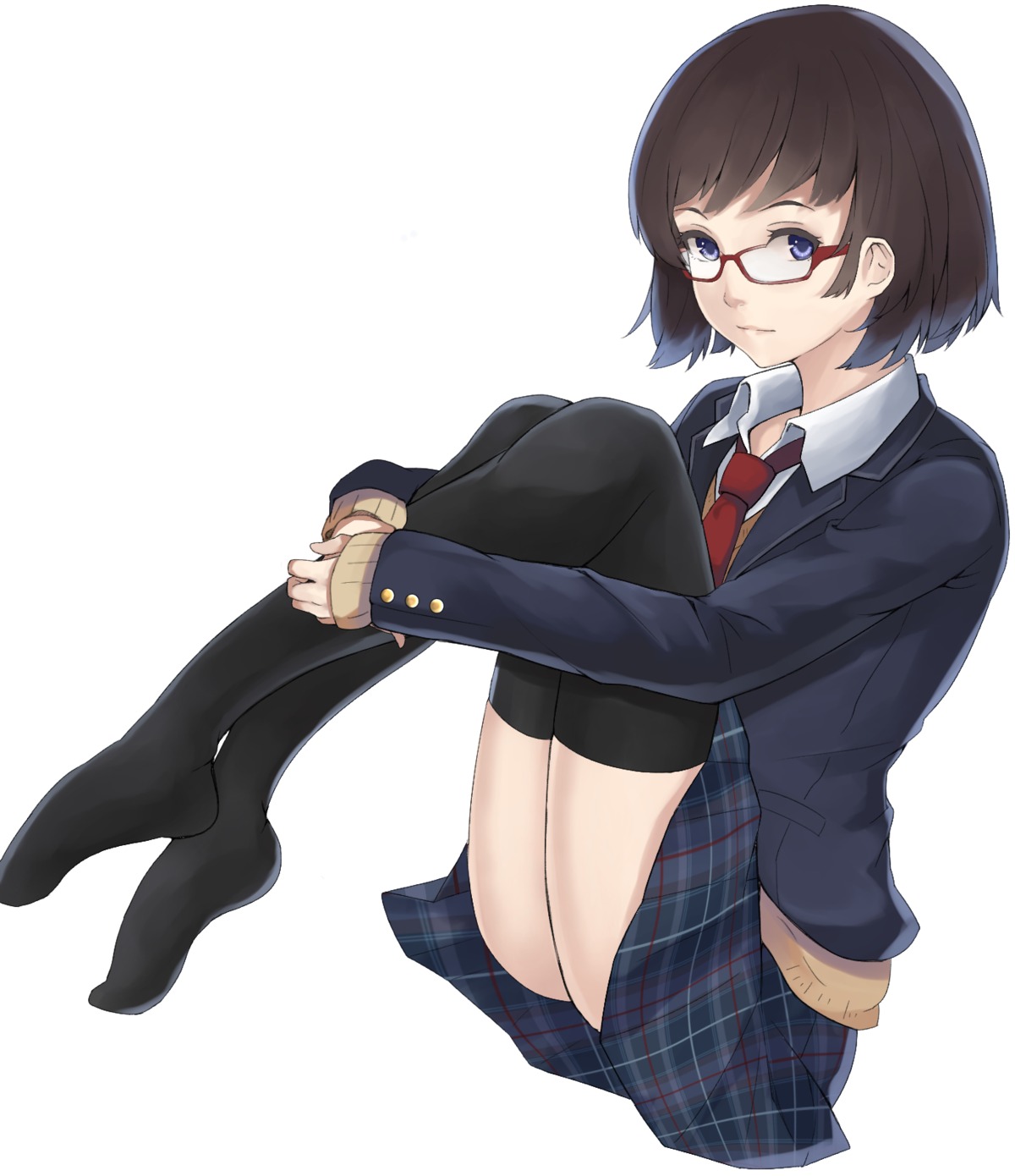 megane saitou_(lynx-shrike) seifuku sweater thighhighs