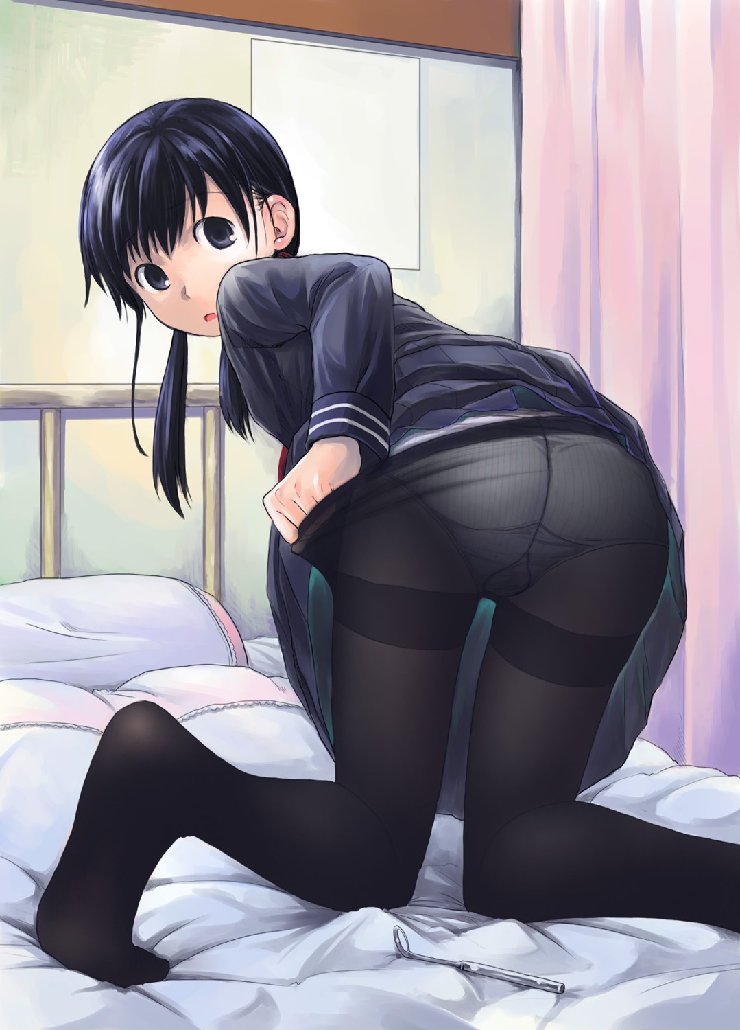 ass hidari_kagetora pantsu pantyhose seifuku undressing