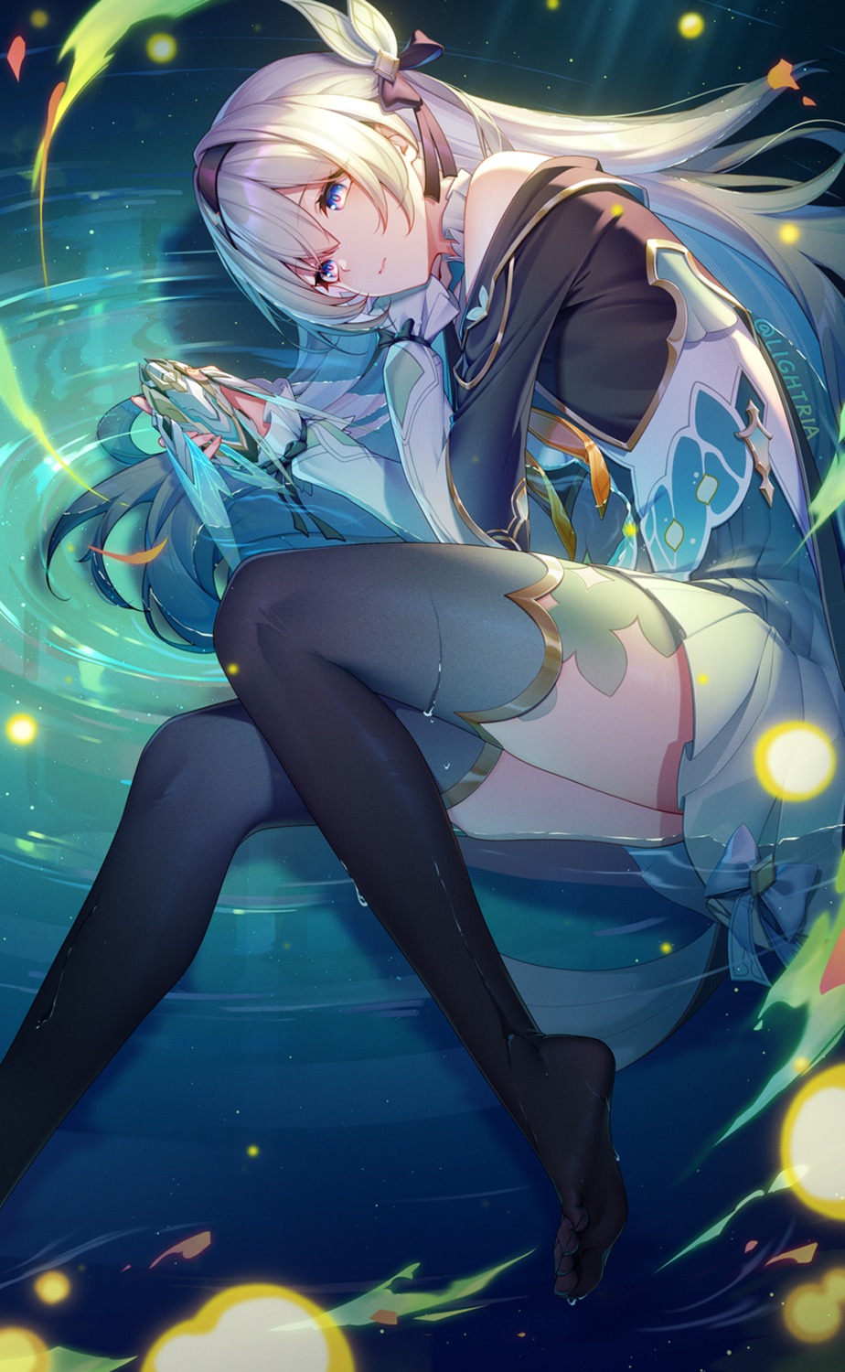 firefly honkai:_star_rail lightria skirt_lift thighhighs wet