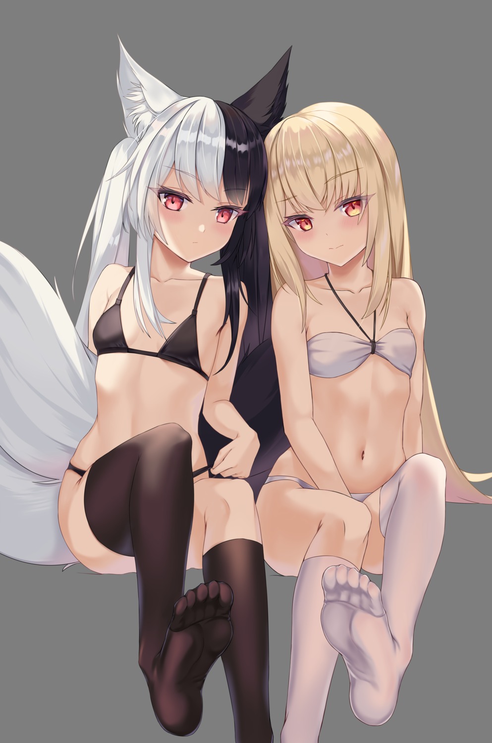 alice_mana alice_mana_channel animal_ears bra chucolala feet jawr8473 kitsune pantsu suzumiya_rin tail thighhighs transparent_png