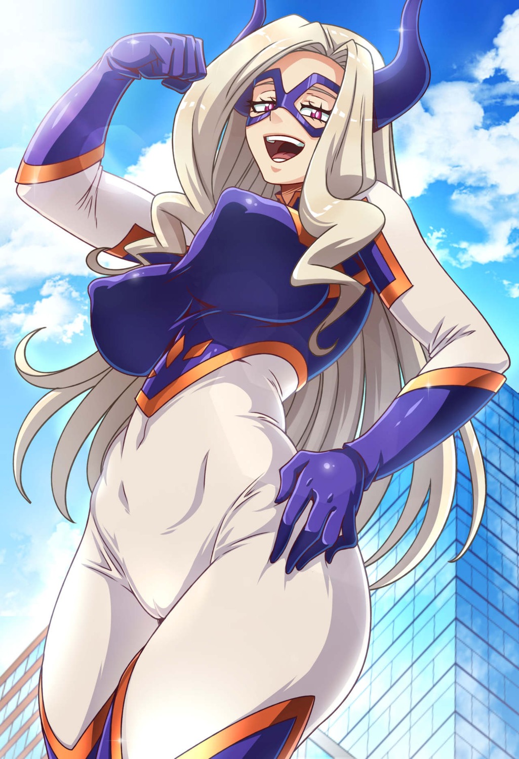 bodysuit boku_no_hero_academia cameltoe erect_nipples heels horns mt._lady sano_br