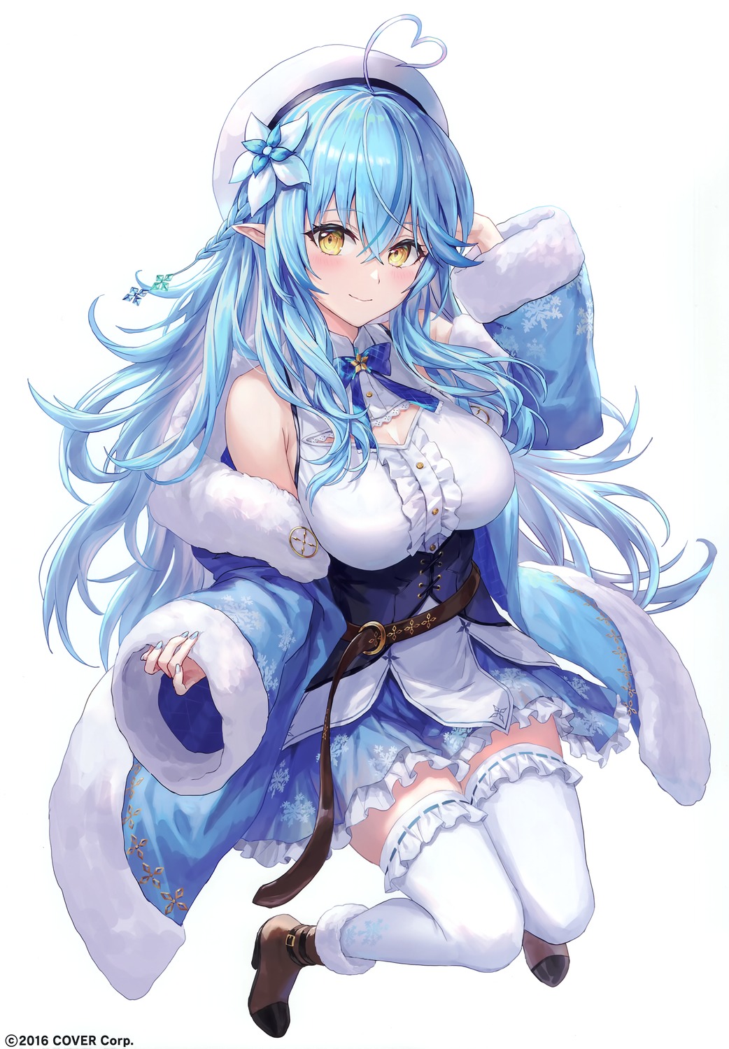 elf guchico hololive pointy_ears thighhighs yukihana_lamy