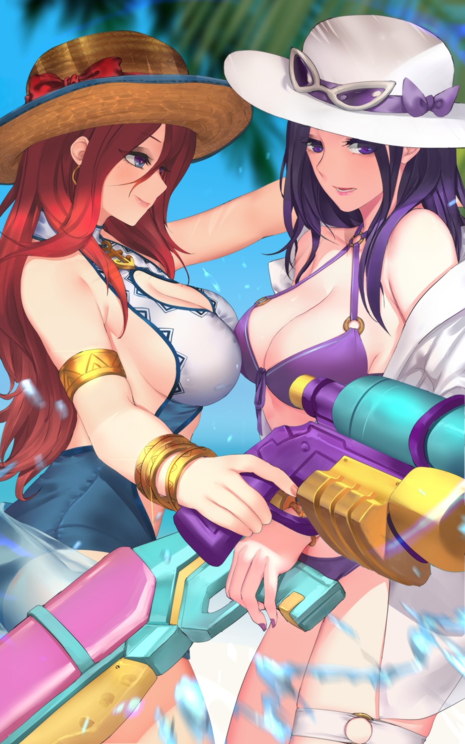 bikini caitlyn cleavage garter gun league_of_legends megane miss_fortune open_shirt pd swimsuits