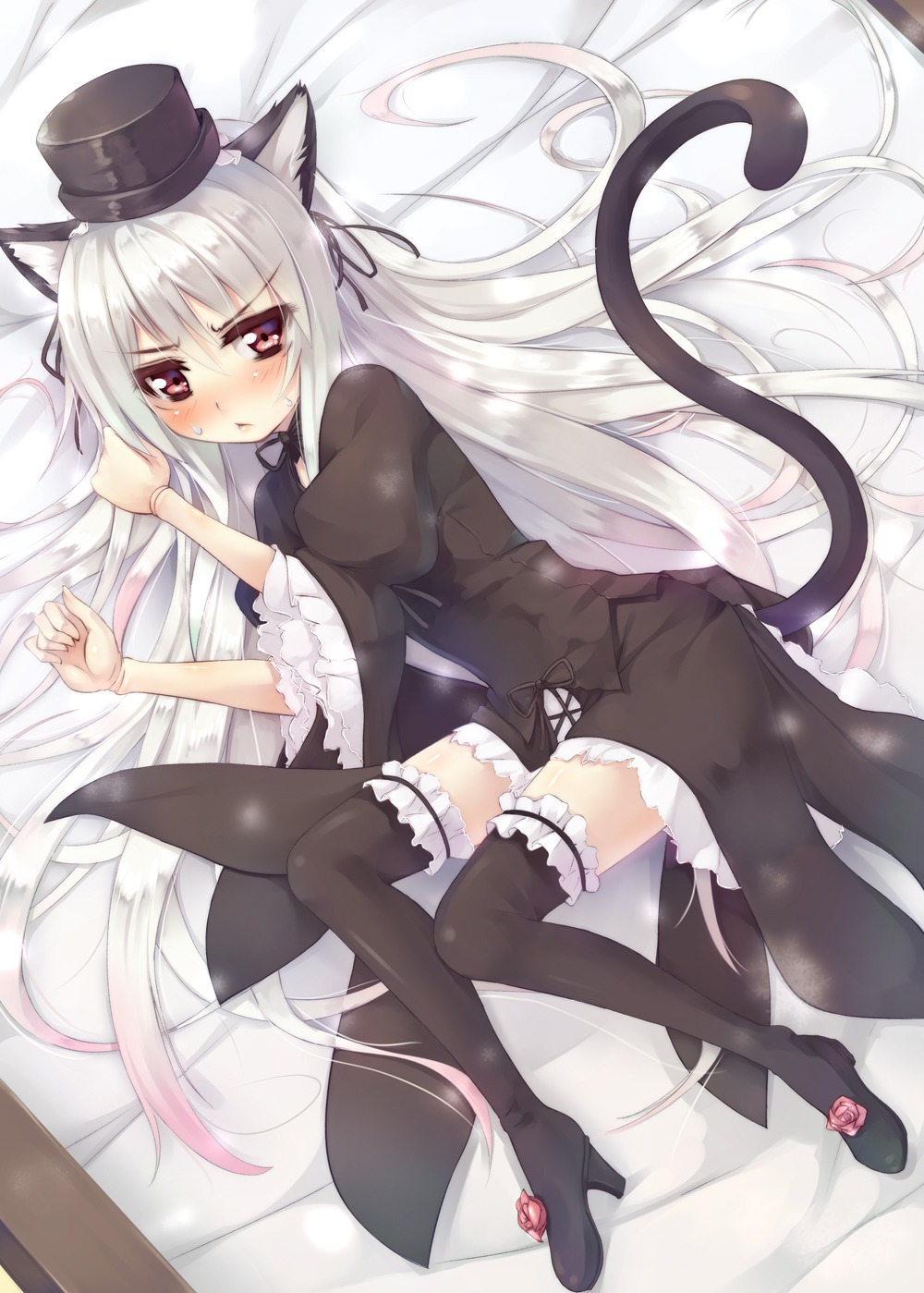 animal_ears asa_(swallowtail) gothic_lolita lolita_fashion nekomimi rozen_maiden suigintou thighhighs