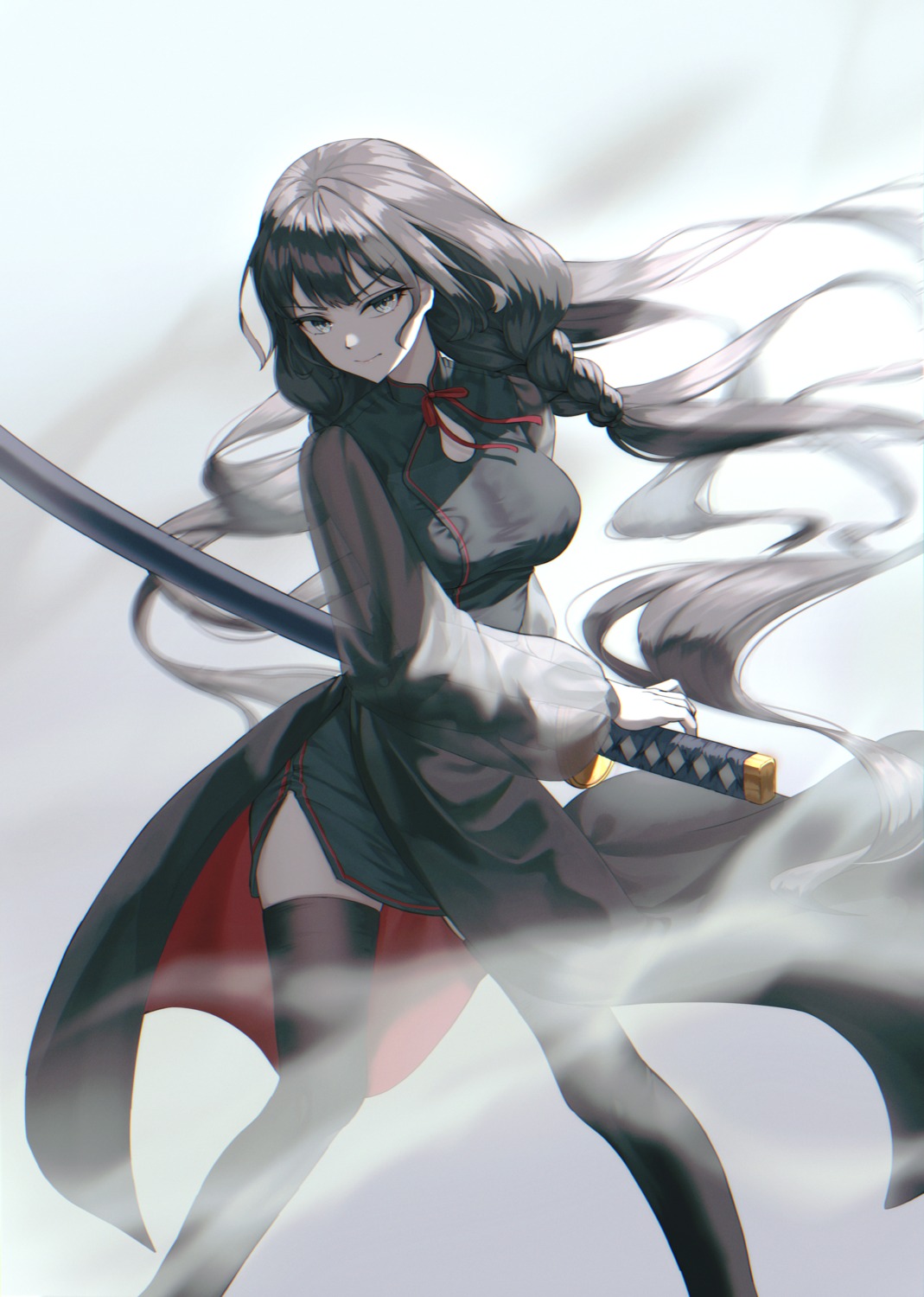 chinadress jisu_lee see_through sword thighhighs