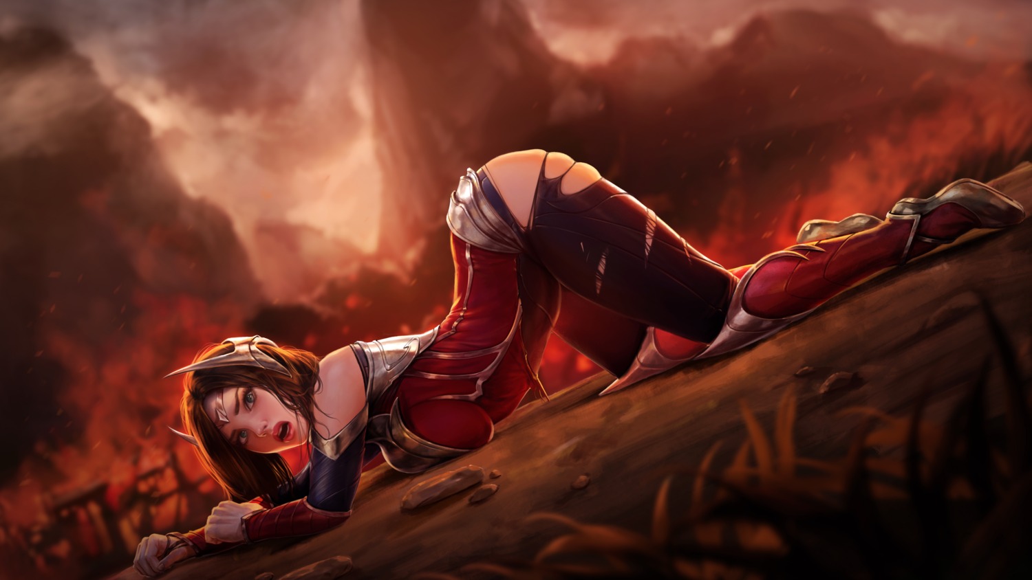 armor ass bodysuit firolian irelia league_of_legends torn_clothes