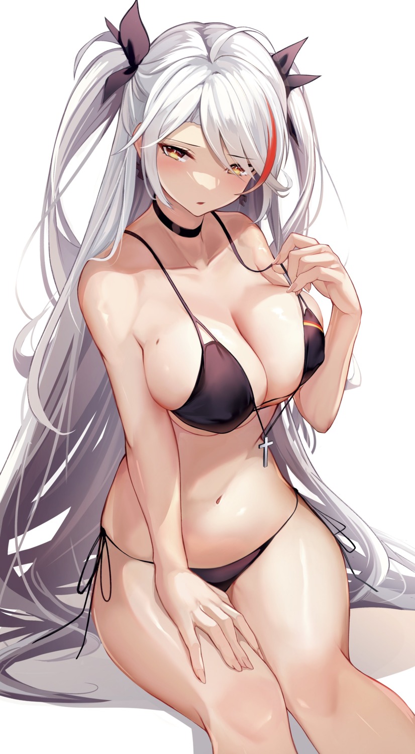 azur_lane bikini erect_nipples oserotto prinz_eugen_(azur_lane) swimsuits undressing