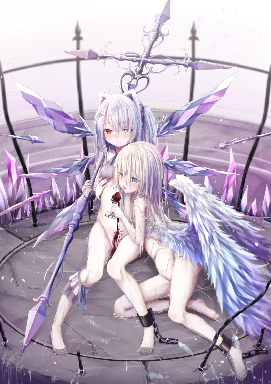 bottomless heterochromia lingerie loli utatanecocoa weapon wet wings yuri