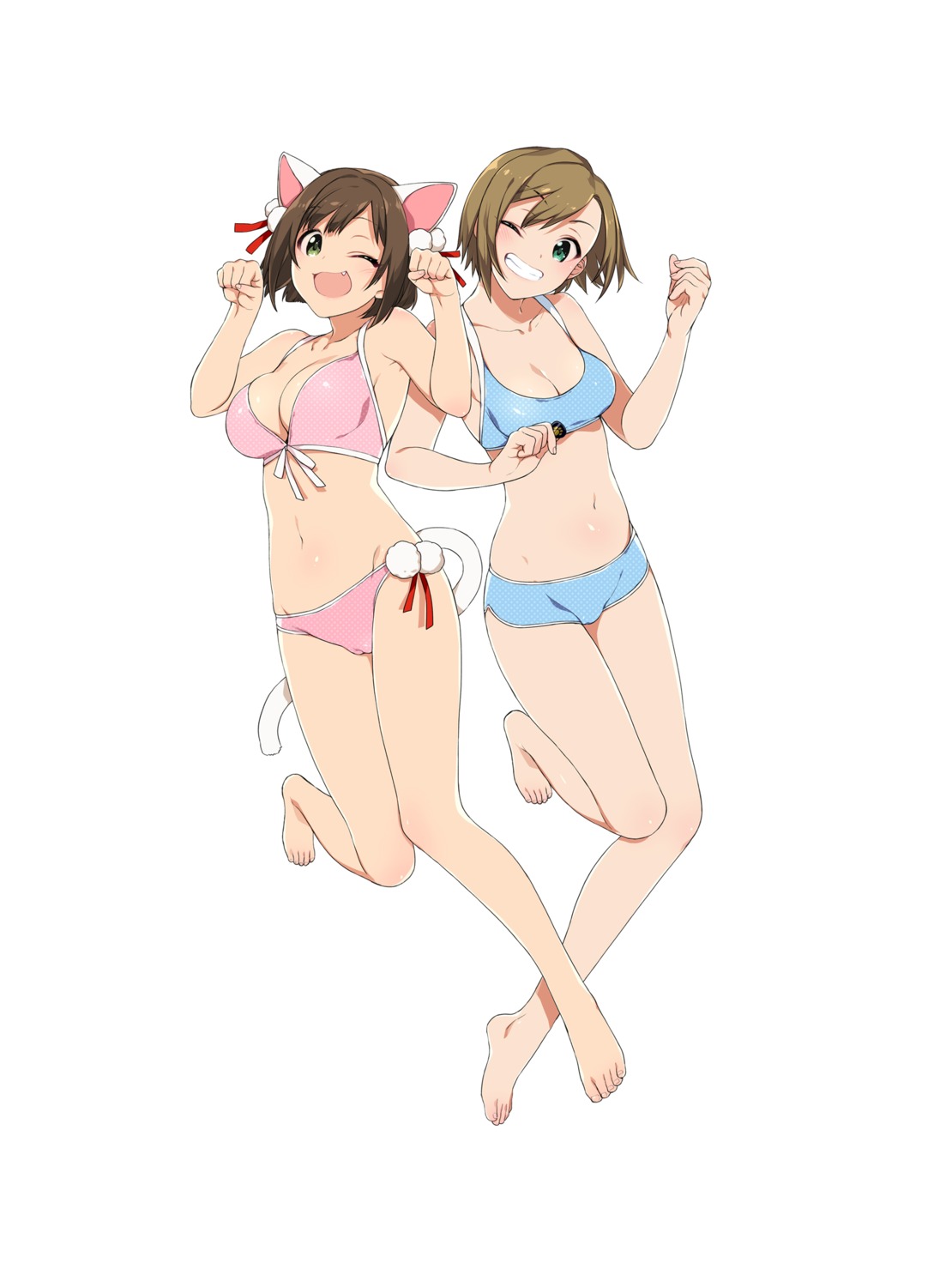 animal_ears bikini cameltoe cleavage maekawa_miku nekomimi sumeragi_kohaku swimsuits tada_riina tail the_idolm@ster the_idolm@ster_cinderella_girls