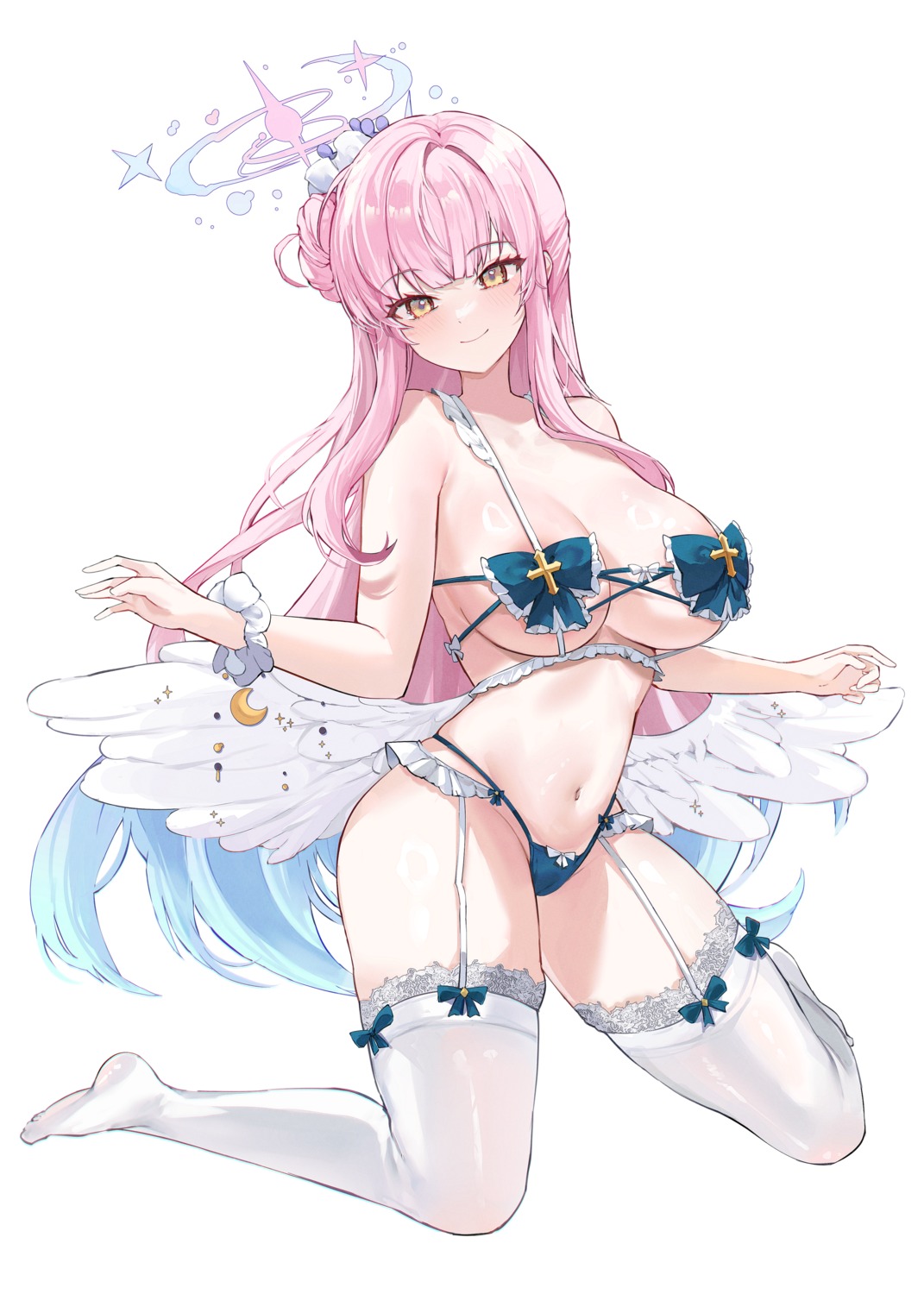 angel blue_archive bra mindoll misono_mika pantsu stockings thighhighs thong wings