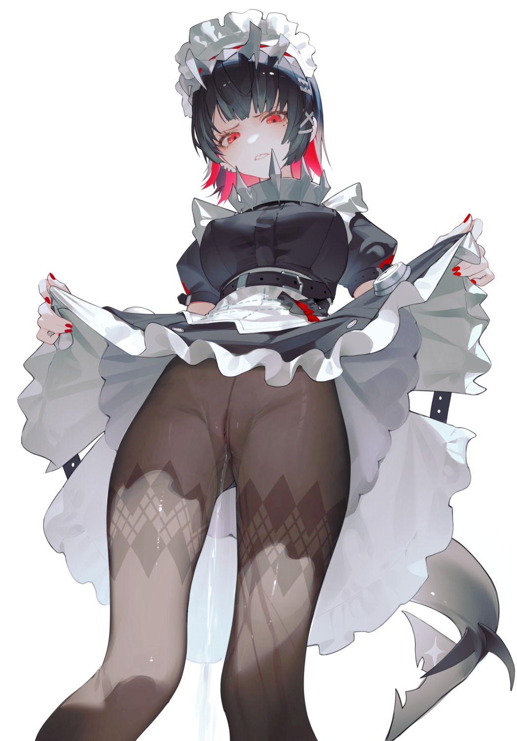 ellen_joe iumu maid nopan pantyhose pee pussy see_through skirt_lift tail uncensored zenless_zone_zero