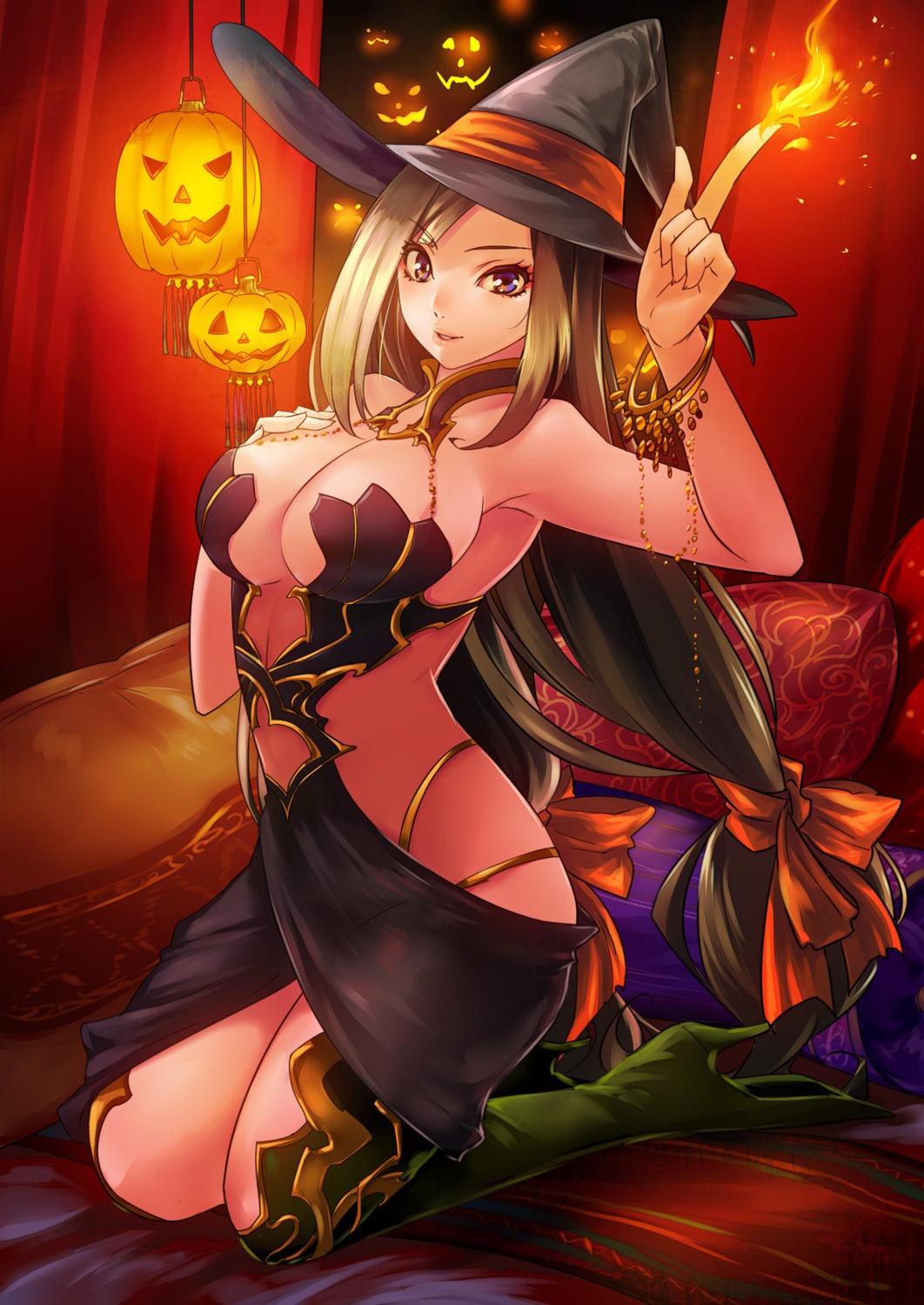 cleavage halloween tamachi_kuwa witch