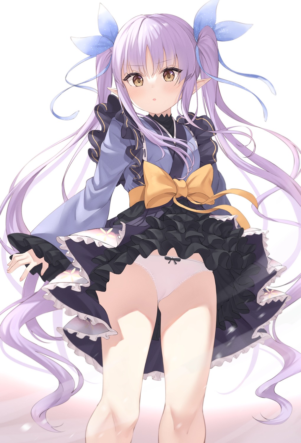 cameltoe hikawa_kyouka lolita_fashion pantsu pointy_ears princess_connect princess_connect!_re:dive skirt_lift wa_lolita xue_lu